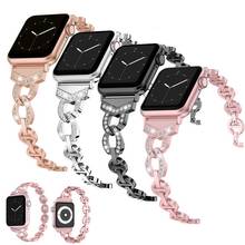 Ремешок металлический Алмазный в стиле VO для Apple watch 6 5 4 SE 3 2 40 мм 44 мм 38 мм 42 мм, быстросъемный металлический браслет из нержавеющей стали