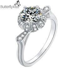 Bk 1ct moissanite anel genuíno ouro 585 branco/amarelo/rosa ouro noivado & casamento anéis de diamante jóias finas para a mulher 2024 - compre barato