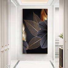 Abstract Golden Black Leaf Canvas Poster Print Modern Plant Home Decor Wall Art Painting Nordic Living Room Decoration Picture 2024 - buy cheap