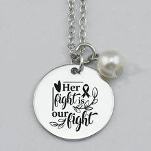 Her Fight Is Our Fight Necklace,Breast Cancer Keychain,Cancer Support  Fighting Cancer Bangle,Cancer Survivor,22mm,5Pcs/Lot 2024 - buy cheap