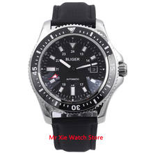 Bliger 44mm Automatic Mechanical Watch Men Luxury Brand Business Luminous Waterproof Clock Leather Strap Calendar Wristwatch Men 2024 - buy cheap