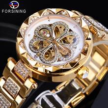 Forsining 2019 Mechancial Automatic Womens Watch Waterproof Top Brand Luxury Diamond Ladies Watch Golden Stainless Steel Clock 2024 - buy cheap