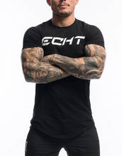 Men Tshirt Summer Curved Hem T-shirt Bodybuilding Big Letter Printed Men Fitness Workout Casual Shot Sleeve Shirt 2024 - buy cheap