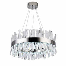 Design redondo moderno lustre de cristal iluminação sala jantar luxo roomlights chrome led lustres 2024 - compre barato