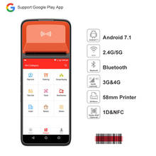 Impressora térmica pos, terminal android, scanner de código de barras, máquina com wi-fi, bluetooth, gps, nfc, celular pos, pda 2024 - compre barato