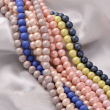 Cuentas esmeriladas de perlas redondas de varios colores, hebras de 4mm, 6mm, 8mm, 10mm para la fabricación de joyas, pulseras y collares F50 2024 - compra barato