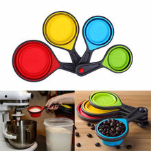 4pcs/Set Silicone Measuring Cups Folding Measuring Spoons Kitchen Tool Cake Ice Cream Collapsible Baking Cook Tools 2024 - buy cheap