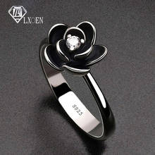 Simple Flower Gothic Party Rings for Women with Black Stainless Steel Engagement Ring for Girl Party Best Gift Jewelry Anillos 2024 - buy cheap