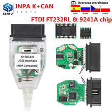 INPA для BMW K + DCAN переключатель FTDI FT232RL чип 9241A чип OBD OBD2 диагностический инструмент INPA K + CAN USB диагностический сканер с переключателем 2024 - купить недорого