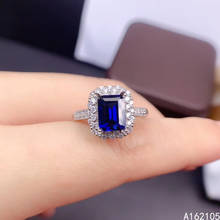 Женское кольцо из чистого серебра 925 пробы с натуральным сапфиром 2024 - купить недорого