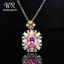 Роскошное ожерелье WEGARSTI из стерлингового серебра 925 пробы с квадратными желтыми и розовыми драгоценными камнями, ювелирные изделия для женщин на годовщину 2024 - купить недорого