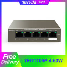 Tenda TEG1105P-4-63W POE network Switch Gigabit Switch ethernet 5 *10/100/1000Mbps RJ45 Port 10Gbps Switching Capacity Plug Play 2024 - buy cheap