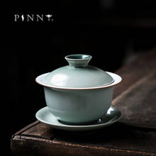 PINNY 110ML Cyan Glaze Kung Fu  Gaiwan Pigmented Ceramic Tea Tureen Heat Resistant Tea Bowl Retro Drinkware 2024 - buy cheap