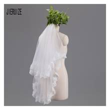 JIERUIZE Princess Wedding Veils Short Lace Bridal Veils Two Layer Custom Made Applique Bride Veil Free Shipping 2024 - buy cheap