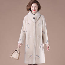 Casaco de lã feminino de meia-idade, roupas para o outono, meia-idade e idosos, espessante, jaqueta de veludo de vison 2024 - compre barato