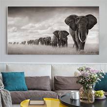 Pintura da lona Preto e Branco Elefante QueueModern Nórdico Cartazes e Cópias Decoração Arte do Retrato Da Parede para Sala de estar 2024 - compre barato