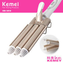 Kemei-plancha eléctrica para rizar el pelo, rizador de cerámica de Triple barril, herramientas de estilismo, D38 2024 - compra barato