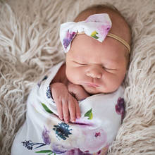 Saco de dormir Floral para bebé recién nacido, saco de dormir, envolvente + conjunto de diadema, 0-6M 2024 - compra barato