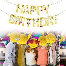 Diseño de expresión Facial, pancarta de feliz cumpleaños, decoraciones para fiesta de Baby Shower, expresión divertida, suministros para fiestas de cumpleaños para niños 2024 - compra barato