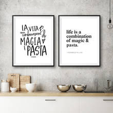 Pintura en lienzo para decoración de cocina italiana, póster con frase felini de magia y Pasta, amantes de Italia, impresiones artísticas, decoración de restaurante 2024 - compra barato