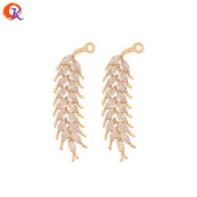 Diseño de Cordial 30 Uds 10*34MM, accesorios de joyería/hechos a mano/dijes de CZ/forma de pluma/colgante/accesorios de pendientes/fabricación de joyas DIY 2024 - compra barato