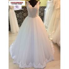 Vestidos De novia De tul con cuello en V, apliques africanos De Dubái, hasta el suelo, Túnica De Mariee Formal, con hombros descubiertos vestido De novia, novedad De 2021 2024 - compra barato