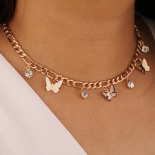 European and American simple temperament jewelry with clavicle chain fashion butterfly rhinestone necklace for female party 2024 - buy cheap