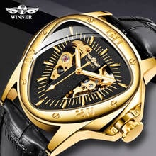 Drop Shipping Winner Fashion Triangle Golden Skeleton Movement Racing Sports Design Men Automatic Mechanical Wrist Watches 2024 - buy cheap