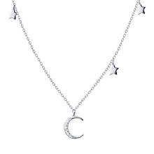 Женское ожерелье из серебра 925 пробы с подвеской в виде луны и звезд 2024 - купить недорого