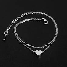 Tobilleras plateadas con forma de corazón para mujer, pulsera de cadena multicapa de acero inoxidable, joyería de verano, novedad de 2021 2024 - compra barato