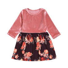 0-5Y Toddler Kid Girls Flower Dress Long Sleeve Velvet Tutu Dresses For Girls Children Kid Girls Costumes 2024 - buy cheap