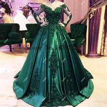 Sofuge Green Ball Gown Satin Evening Dress Long Beads Appliques Celebrity Formal Dresses Robe De Soiree Wedding Party Lace Up 2024 - buy cheap