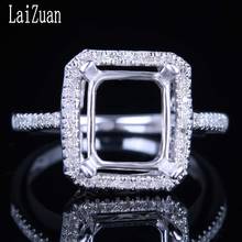 Laizuan esmeralda corte 10x8mm sólido 10 k ouro branco 0.3ct diamante natural noivado casamento semi montagem anel definir jóias femininas 2024 - compre barato
