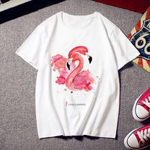 Lus Los Summer Woman T shirt Women Harajuku Print Flamingo Casual Fashion Tshirt O-neck White Tops Female Short Sleeve T-shirts 2024 - buy cheap