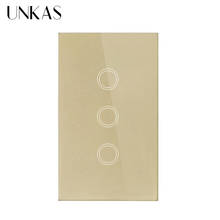 UNKAS US Standard Smart Switch 3 Gang 1 Way Touch Sensor Switch power Luxury Crystal Glass Single Fire Line Wall Light Switch 2024 - buy cheap