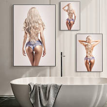 Сексуальные полу-обнаженные блонд Женщины Холст Плакаты и принты картины девушки настенные картины фигурки для ванной комнаты гостиной 2024 - купить недорого