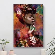 Abstract Africa Girl Canvas Oil Painting Colorful Women Portrait Posters and Prints Wall Art for Living Room Home Decor Cuadros 2024 - buy cheap