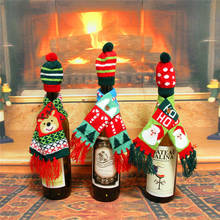 Рождественские украшения для дома, чехол для винной бутылки с Санта-Клаусом, набор одежды, шапка, шапка, шарф, украшение для стола, рождественские подарки на новый год 2020 2024 - купить недорого