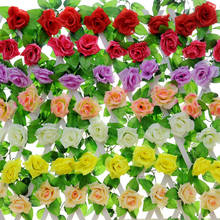 Guirlanda de flores falsas de 2.4m, videira de rosas, flores artificiais suspensas, cestas de suspensão, arco de casamento, decoração de fundo de jardim 2024 - compre barato
