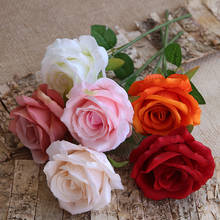 Flores artificiales de franela para Decoración de mesa, hermosas rosas con hoja, para el hogar, habitación independiente, 15 unids/lote 2024 - compra barato