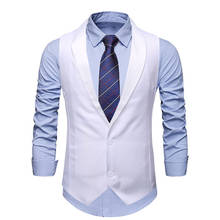 White Shawl Collar Dress Vest Men 2022 Brand Slim Fit Single Brasted Vest Waistcoat Men Party Wedding Groom Gilet Costume Homme 2024 - buy cheap