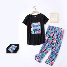 Pajamas Set Women Short Sleeve Cotton T-shirt Shorts 2Piece/Set Casual Big Size Mom Sweet 2020 Fashion Cartoon Pyjama 2024 - buy cheap