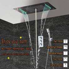 Relaxtime-Cabezal de ducha de techo con luz LED, juego de ducha con efecto lluvia, ducha de burbujas, termostática, mezclador 2024 - compra barato