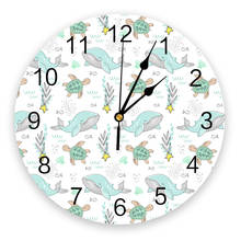 Relógio de parede tartaruga marinha, relógio decorativo de parede para decoração de quarto infantil, sala de estar, cozinha e golfinhos 2024 - compre barato