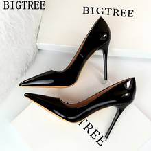 Bigtree-zapatos de tacón alto de charol para mujer, calzado de marca de lujo, a la moda, 2021 2024 - compra barato