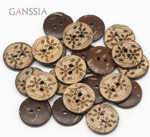 30pcs/lot Size:12.5-20mm Round Natural Coconut 2 holes Buttons Two Flower Design Button Accssories Sewing (kk-358) 2024 - buy cheap