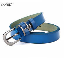 CANTIK-cinturones de piel de vaca azul para mujer, hebillas de aleación de cuero, accesorios de ropa para Vaqueros, 2,5 cm de ancho, FCA022 2024 - compra barato