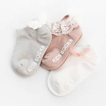 Calcetines tobilleros antideslizantes de algodón para recién nacidos, medias con volantes 3D, lazo, flor, para primeros pasos, 3 pares 2024 - compra barato