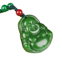 Colgante chino hecho a mano, jaspe, espinaca, estatua de Buda verde, Jade, collar 2024 - compra barato