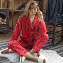 Winter New Full Cotton Pajamas Women Long Sleeve V Lead  Lattice Sleepwear 2024 - buy cheap